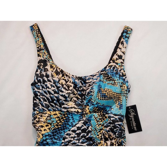 Signature by Sangria Black + Turquoise Modern Social Dress Size 10 NWT - Picture 2 of 7